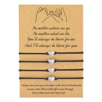 KINGSIN Family Christmas Gifts Friendship Mother Daughter Bracelets Sisters Pinky Promise Matching Heart Bracelet Best Friend Jewelry Gifts for Women Family Girls Teens Bff-K007-Heart-4pcs